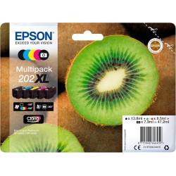 Epson Multipack 202 Kiwi, Cartouches d'encre d'origine, 5 couleurs: Noir, Cyan, Magenta, Jaune, Noir photo, XP-6000, XP-6005, XP