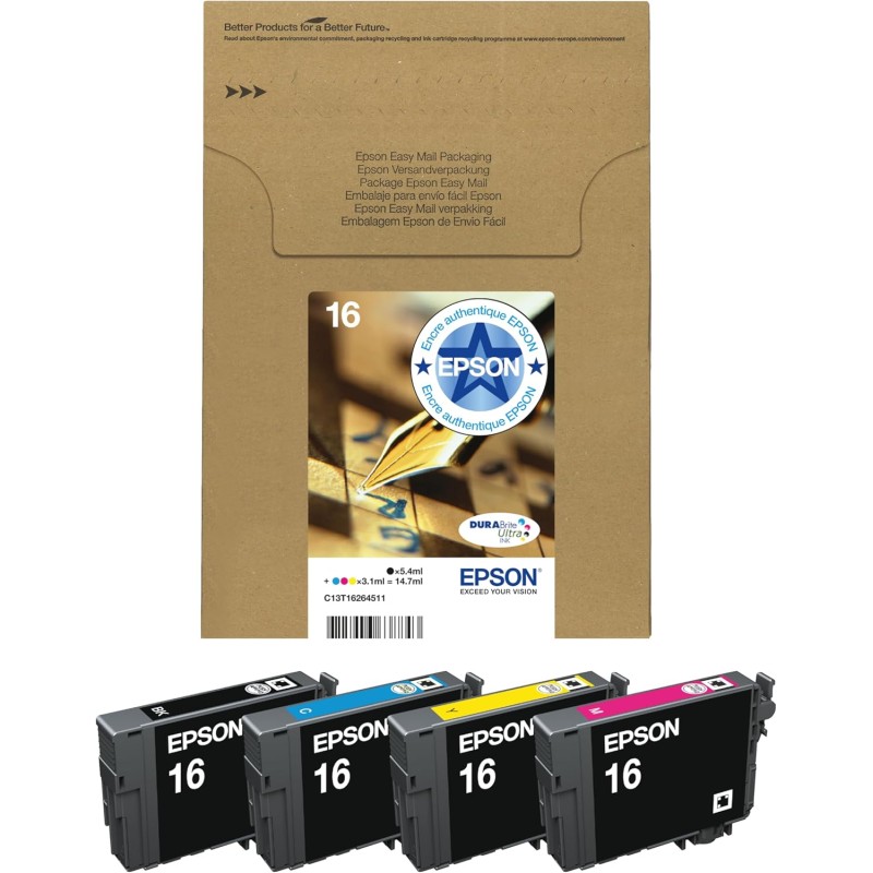 Epson EasyMail Multipack 202 Kiwi, Cartouches d'encre d'origine, 5 couleurs : Noir, Cyan, Magenta, Jaune, Noir photo, Format boi