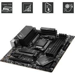 MSI Pro B650M-A WiFi Carte Mère, Micro-ATX - pour Processeurs AMD Ryzen 9000, 8000 et 7000, AM5 - DDR5 Memory Boost 6400+MHz/OC,