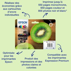 Cartouche d'encre Epson originale 202 XL Noir Amazon Dash Replenishment est prêt
