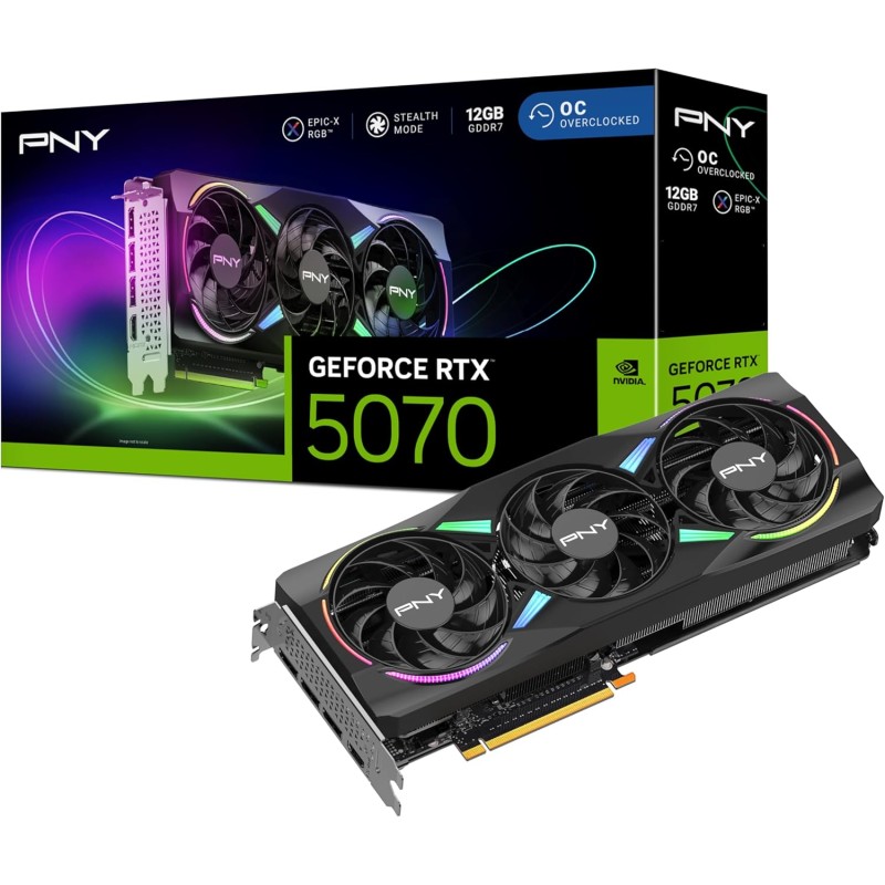 PNY Carte Graphique GeForce RTX™ 5070 12GB ARGB OC Triple Fan DLSS 4
