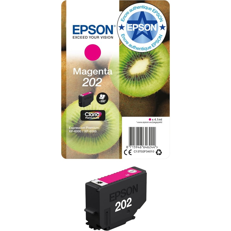 Epson Cartouche d'encre d'origine Pack de 1 pièce 202 magenta Amazon Dash Replenishment est prêt