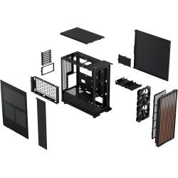 Fractal Design North Boîtier PC à Flux d'air - Charbon Noir avec Façade en Noyer - Moyen Tour ATX avec Panneaux Latéraux en Mail