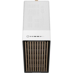Fractal design north chalk blanc - boîtier pc gaming moyen tour atx à flux d'air – façade en chêne – panneaux latéraux en maille