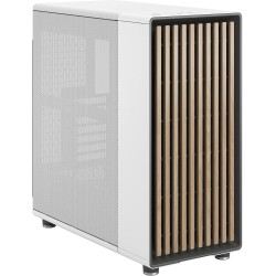 Fractal design north chalk blanc - boîtier pc gaming moyen tour atx à flux d'air – façade en chêne – panneaux latéraux en maille