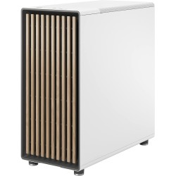 Fractal design north chalk blanc - boîtier pc gaming moyen tour atx à flux d'air – façade en chêne – panneaux latéraux en maille