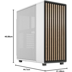 Fractal design north chalk blanc - boîtier pc gaming moyen tour atx à flux d'air – façade en chêne – panneaux latéraux en maille