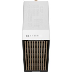 Fractal design north chalk blanc tempered glass clear - boîtier pc gaming moyen tour atx à flux d'air – façade en chêne – pannea