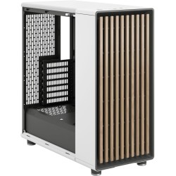 Fractal design north chalk blanc tempered glass clear - boîtier pc gaming moyen tour atx à flux d'air – façade en chêne – pannea