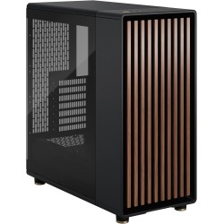 Fractal design north charcoal noir tempered glass dark - façade en bois de noyer – panneau latéral en verre – deux ventilateurs 