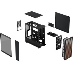 Fractal design north charcoal noir tempered glass dark - façade en bois de noyer – panneau latéral en verre – deux ventilateurs 