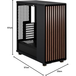 Fractal design north charcoal noir tempered glass dark - façade en bois de noyer – panneau latéral en verre – deux ventilateurs 