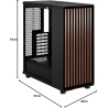 Fractal design north charcoal noir tempered glass dark - façade en bois de noyer – panneau latéral en verre – deux ventilateurs 