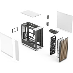 Fractal design north xl rc chalk blanc tg clear - boîtier pc gaming atx ventilé avec panneaux en bois - 3 ventilateurs pwm 140mm