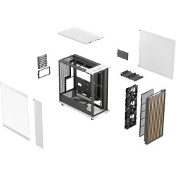 Fractal design north xl chalk blanc tg- boîtier pc gaming grande tour eatx à flux d'air – trois ventilateurs aspect pwm de 140 m