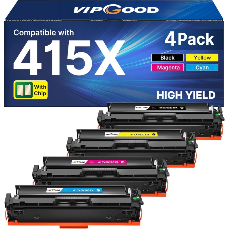VIPGOOD 415X Cartouches de Toner Compatible pour HP 415X 415A Toner pour Laserjet Pro MFP M479fdw M479dw M479fdn M479fnw M479 M4
