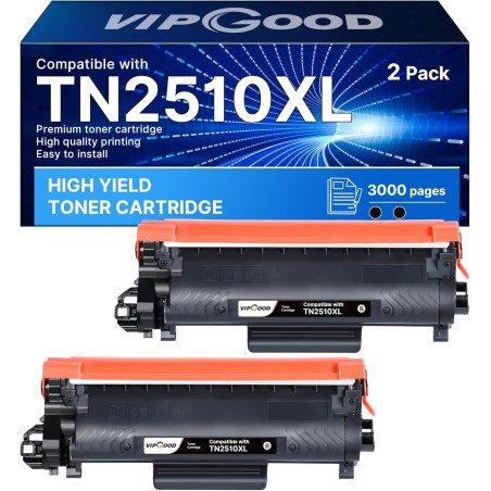 VIPGOOD TN2510 TN2510XL Cartouche de Toner Compatible pour Brother TN2510 TN2510XL pour Brother DCP-L2627DWE DCP-L2620DW MFC-L28