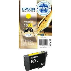 Epson 16XL Stylo Plume Jaune, Cartouche d'encre d'origine XL Haute capacité, WF-2010W WF-2510WF WF-2520NF WF-2530WF WF-2540WF WF