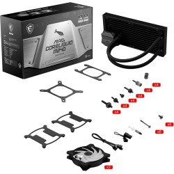MSI MAG CORELIQUID M240 Kit AIO Watercooling CPU, Pompe de Radiateur Intégrée, Disposition Split-Flow, Tuyaux Anti-Évaporation, 