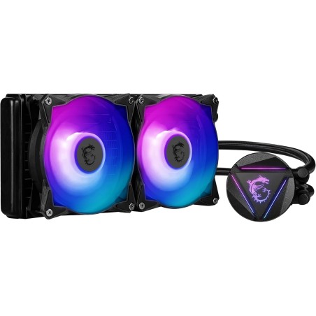MSI MAG CORELIQUID 240R V2 Kit Watercooling CPU 240 mm, 2 ventilateurs ARGB PWM de 120 mm, éclairage ARGB, MSI Center, Installat