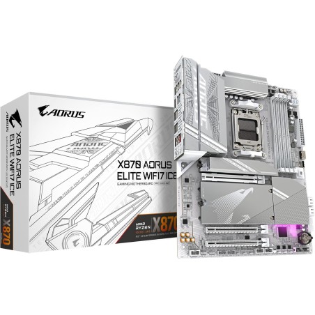 GIGABYTE Carte mère X870 A Elite WIFI7 Ice - Prend en Charge Les processeurs AMD Ryzen 9000, VRM numérique 16+2+2 Phases, jusqu'