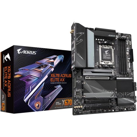 GIGABYTE X670 AORUS Elite AX Carte mère - Compatible avec AMD Ryzen 9000 Series CPUs, 16+2+2 Phases Digital VRM, up to 8000MHz D