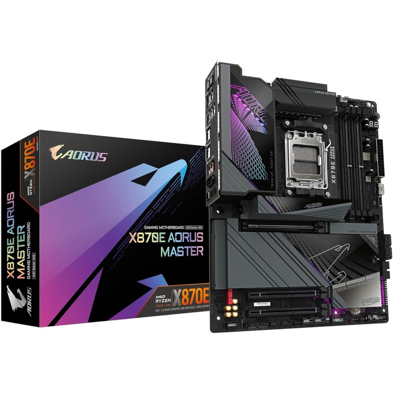 GIGABYTE Carte mère X870E AORUS Master - Prend en Charge Les processeurs AMD Ryzen 9000, VRM numérique 16+2+2 Phases, jusqu'à 82