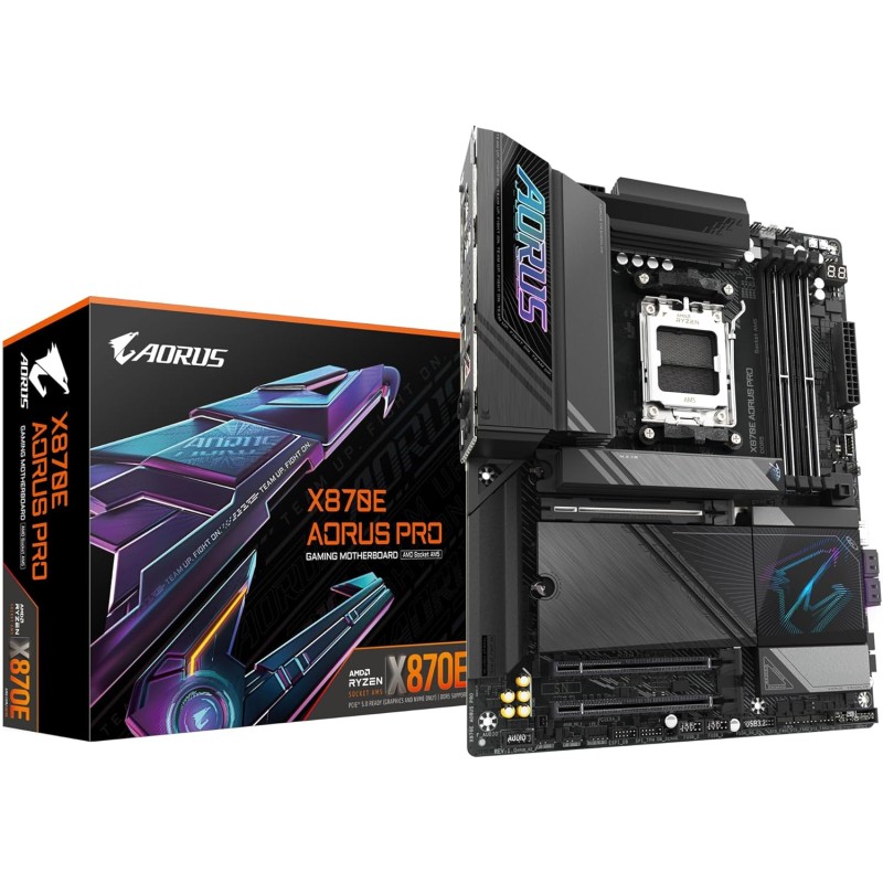 GIGABYTE Carte mère X870E AORUS Pro - Prend en Charge Les processeurs AMD Ryzen 9000, VRM numérique 16+2+2 Phases, jusqu'à 8000M