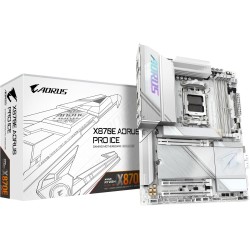GIGABYTE Carte mère X870E AORUS Pro Ice - Prend en Charge Les processeurs AMD Ryzen 9000, VRM numérique 16+2+2 Phases, jusqu'à 8