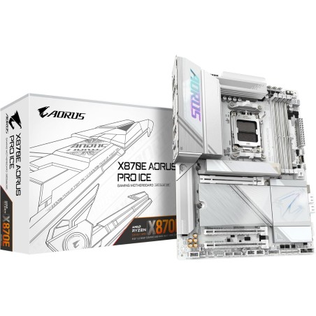 GIGABYTE Carte mère X870E AORUS Pro Ice - Prend en Charge Les processeurs AMD Ryzen 9000, VRM numérique 16+2+2 Phases, jusqu'à 8