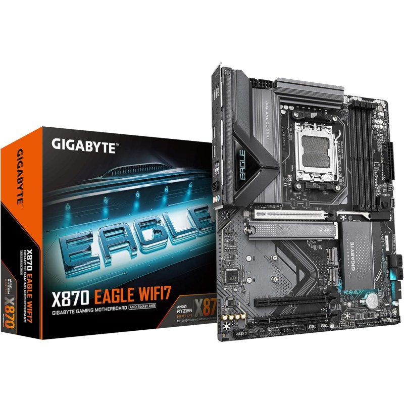 GIGABYTE Carte Mère X870 Eagle WIFI7 - Prend en Charge Les processeurs AMD Ryzen 9000, VRM à 14+2+2 Phases, jusqu'à 8000MHz DDR5