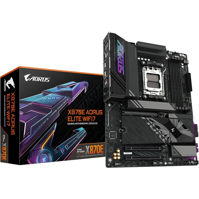 GIGABYTE Carte mère X870E A Elite WIFI7 - Prend en Charge Les processeurs AMD Ryzen 9000, VRM numérique 16+2+2 Phases, jusqu'à 8