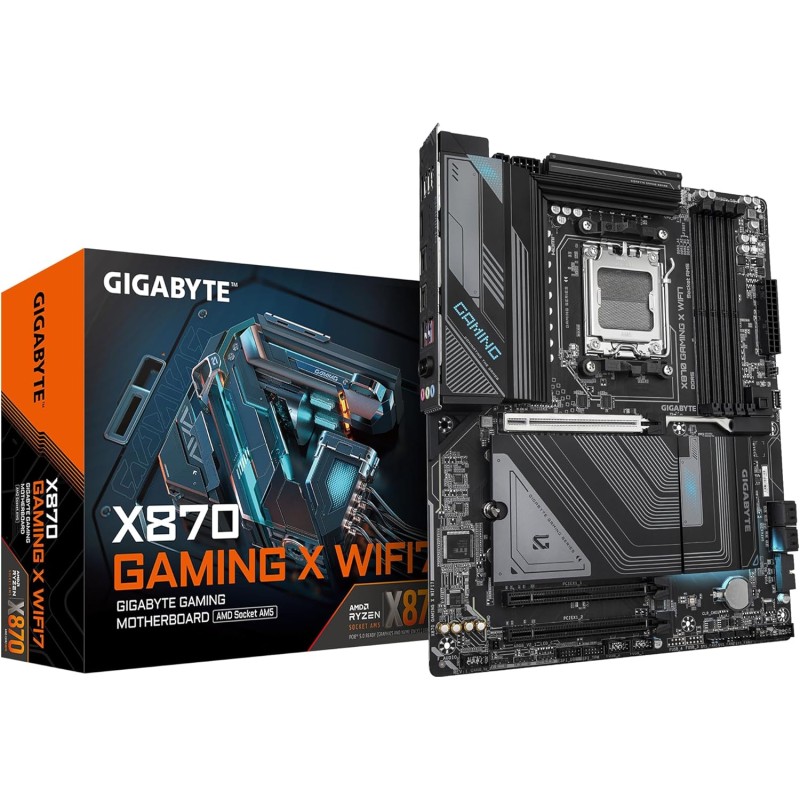 GIGABYTE X870 Gaming X WIFI7 Carte Mère - Prend en Charge Les processeurs AMD Ryzen 9000, 16+2+2 Phases VRM, jusqu'à 8000MHz DDR