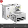 Msi mag a850gl pcie5 blanc alimentation, 850w, 80 plus gold, entièrement modulaire, atx 3.0, support gpu pcie 5.0, ventilateur f