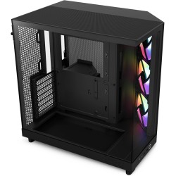 Nzxt H6 Flow RGB CC-H61FB-R1 Boîtier Moyen-Tour Compact Double Chambre Airflow Comprend 3 Ventilateurs 120 mm RGB Panneaux panor
