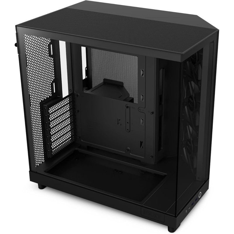 NZXT H6 Flow | CC-H61FB-01 | Boîtier Moyen-Tour Compact Double Chambre Airflow | Panneaux panoramiques en Verre | Panneaux Airfl