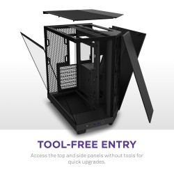 NZXT H6 Flow | CC-H61FB-01 | Boîtier Moyen-Tour Compact Double Chambre Airflow | Panneaux panoramiques en Verre | Panneaux Airfl