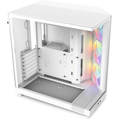 Nzxt H6 Flow RGB CC-H61FW-R1 Boîtier Moyen-Tour Compact Double Chambre Airflow Comprend 3 Ventilateurs 120 mm RGB Panneaux panor