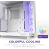 Nzxt H6 Flow RGB CC-H61FW-R1 Boîtier Moyen-Tour Compact Double Chambre Airflow Comprend 3 Ventilateurs 120 mm RGB Panneaux panor