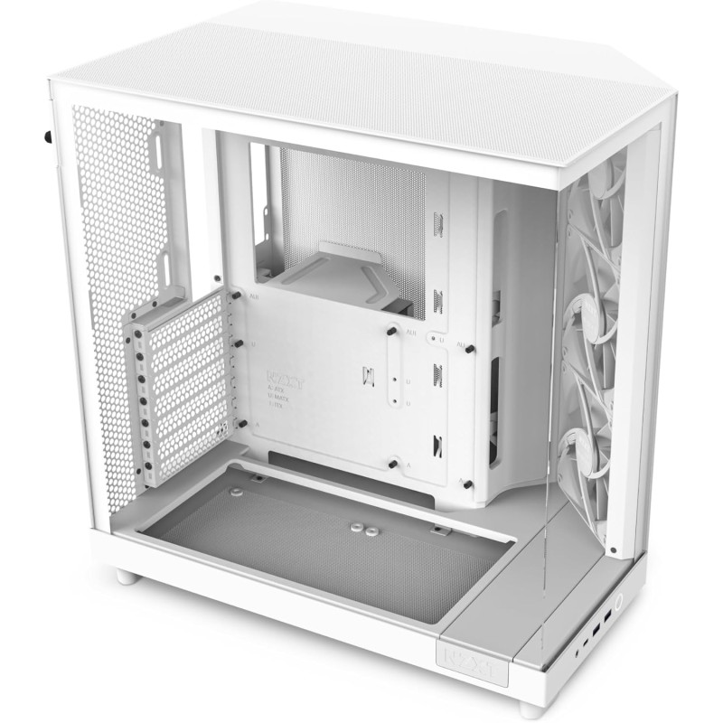 NZXT H6 Flow | CC-H61FW-01 | Boîtier Moyen-Tour Compact Double Chambre Airflow | Panneaux panoramiques en Verre | Panneaux Airfl
