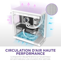 NZXT H6 Flow | CC-H61FW-01 | Boîtier Moyen-Tour Compact Double Chambre Airflow | Panneaux panoramiques en Verre | Panneaux Airfl