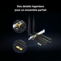 Tp-link wifi 6 carte wifi pcie ax3000, archer tx55e, adaptateur bi-bande carte wifi bleutooth 5.2 avec 2 antennes multidirection