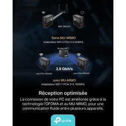 Tp-link wifi 7 carte wifi pcie be6500 archer tbe400e, tri-bandes (6ghz/5ghz/2.4ghz), débits jusqu’à 2 882 mbps, bleutooth 5.4 et