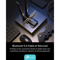 Tp-link wifi 7 carte wifi pcie be6500 archer tbe400e, tri-bandes (6ghz/5ghz/2.4ghz), débits jusqu’à 2 882 mbps, bleutooth 5.4 et
