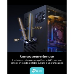 Tp-link wifi 7 carte wifi pcie be6500 archer tbe400e, tri-bandes (6ghz/5ghz/2.4ghz), débits jusqu’à 2 882 mbps, bleutooth 5.4 et