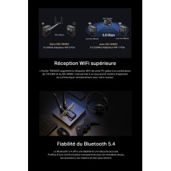 Tp-link wifi 7 carte wifi pcie be9300 archer tbe552e, tri-bandes (6ghz/5ghz/2.4ghz), adaptateur avec bleutooth 5.4 et 2 antennes