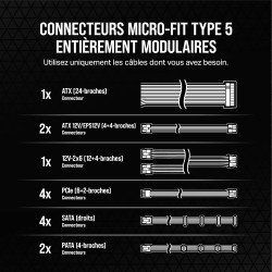Corsair rm1000x shift alimentation atx entièrement modulaire - interface latérale modulaire - compliant atx 3.1 & pcie 5.1 - con