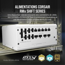 Corsair rm850x shift alimentation atx entièrement modulaire - interface latérale modulaire - compliant atx 3.1 & pcie 5.1 - cond