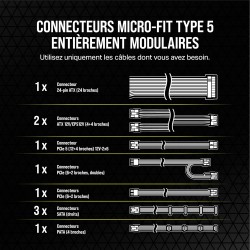 Corsair rm750x shift alimentation atx entièrement modulaire - interface latérale modulaire - compliant atx 3.1 & pcie 5.1 - cond