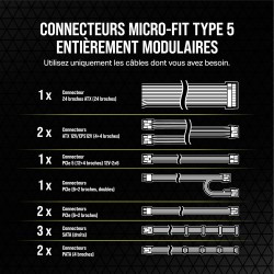 Corsair rm850x shift alimentation atx entièrement modulaire - interface latérale modulaire - compliant atx 3.1 & pcie 5.1 - cond